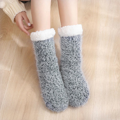 Plus Size Warm Thick Slipper Socks - Grey - EU36-42(US3-8.5) - image 13