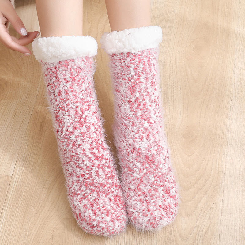 Plus Size Warm Thick Slipper Socks(2 Pairs) - Red - EU36-42(US3-8.5) - image 7