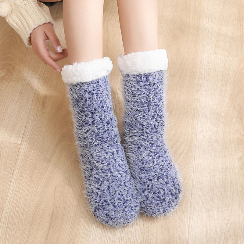 Plus Size Warm Thick Slipper Socks - Blue - EU36-42(US3-8.5) - image 9