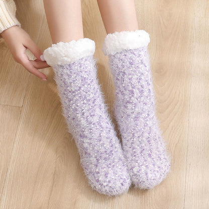 Plus Size Warm Thick Slipper Socks - Purple - EU36-42(US3-8.5) - image 12