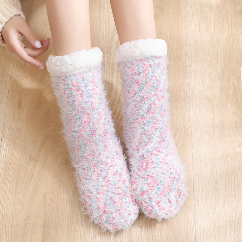 Plus Size Warm Thick Slipper Socks - Light Pink - EU36-42(US3-8.5) - image 11