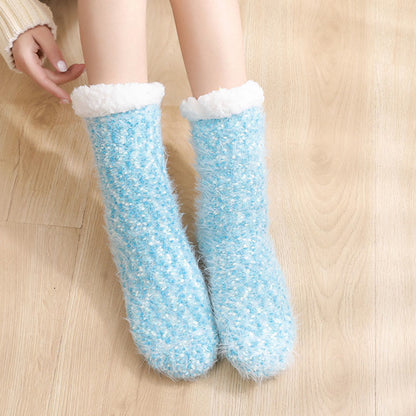 Plus Size Warm Thick Slipper Socks(2 Pairs) - Green - EU36-42(US3-8.5) - image 10