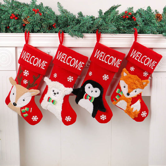 Plus Size Fox Sheep Deer Penguin Handing Socks(4 Pairs) - image 1