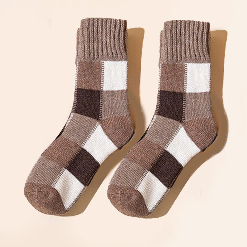 Plus Size Extra Thick Fleece Quarter Socks(5 Pairs) - Khaki - EU40-45(US7-11) - image 3