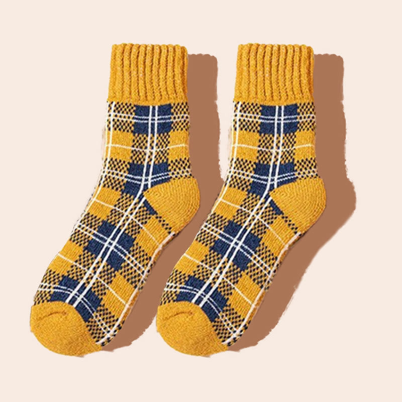 Plus Size Colorblock Plaid Quarter Socks(5 Pairs) - Yellow - EU36-41(US3-7.5) - image 4