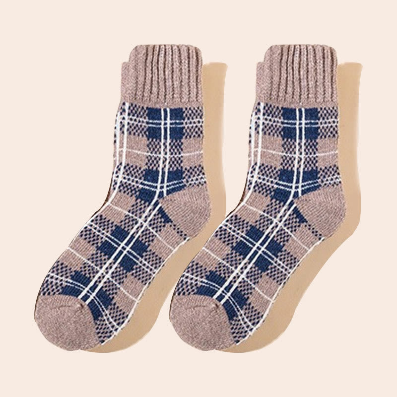Plus Size Colorblock Plaid Quarter Socks(5 Pairs) - Khaki - EU36-41(US3-7.5) - image 5