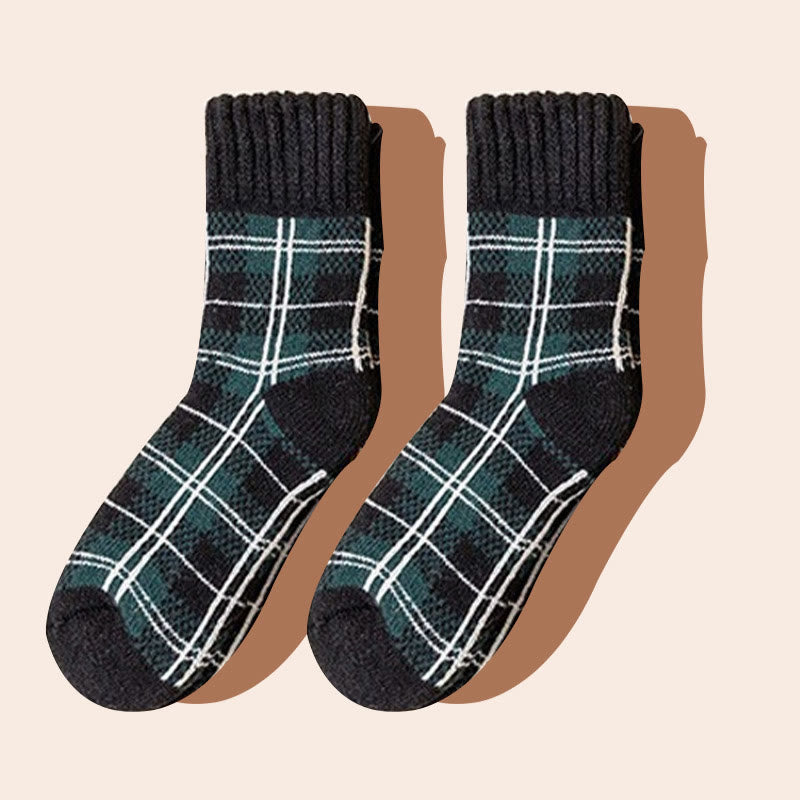 Plus Size Colorblock Plaid Quarter Socks(5 Pairs)