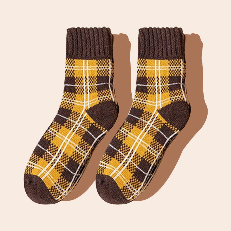 Plus Size Colorblock Plaid Quarter Socks(5 Pairs) - Coffee - EU36-41(US3-7.5) - image 3