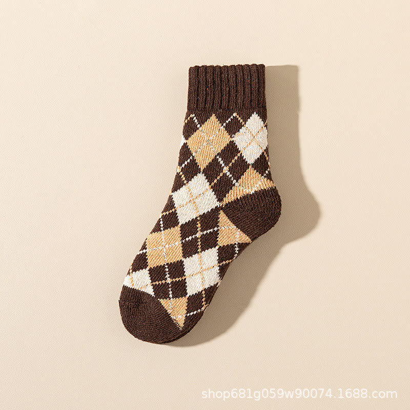 Plus Size Rhombus Quarter Socks(7 Pairs)