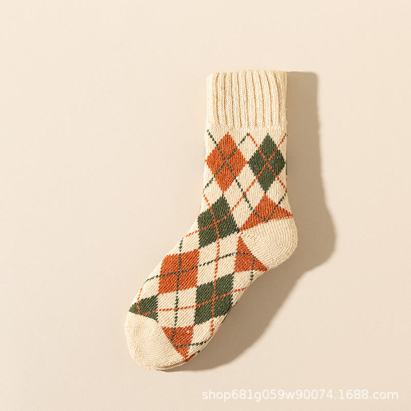 Plus Size Rhombus Quarter Socks(7 Pairs) - Khaki - EU36-45(US3-11) - image 4