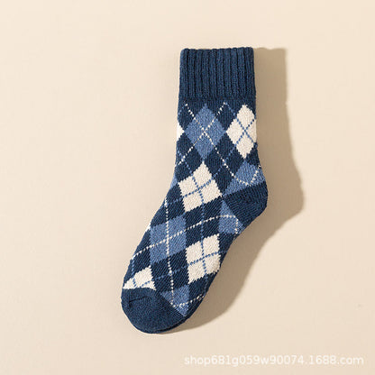 Plus Size Rhombus Quarter Socks(7 Pairs) - Blue - EU36-45(US3-11) - image 8