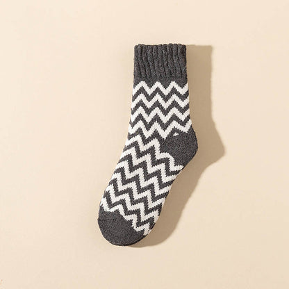 Plus Size Wave Plus Velvet Quarter Socks(6 Pairs)