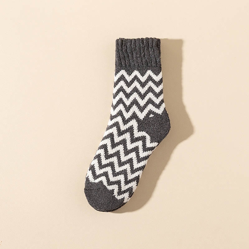 Plus Size Wave Plus Velvet Quarter Socks(6 Pairs) - Dark Grey - EU36-45(US3-11) - image 11