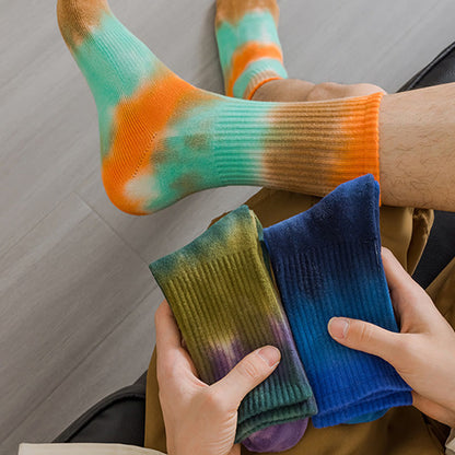 Plus Size Thick Tie Dye Quarter Socks(5 Pairs)
