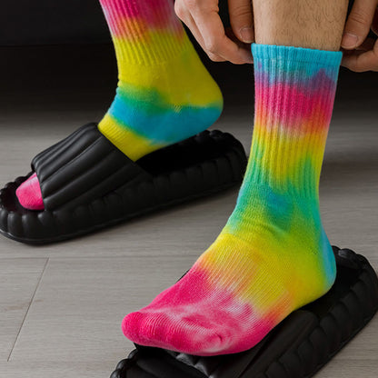 Plus Size Thick Tie Dye Quarter Socks(5 Pairs)