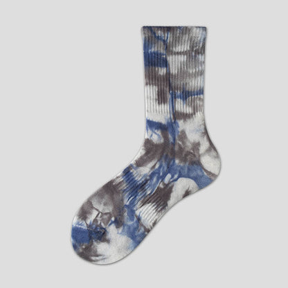 Fashion Tie Dye Quarter Socks(5 Pairs) - Blue - EU37-42(US4-8.5) - image 8
