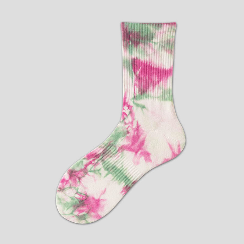 Fashion Tie Dye Quarter Socks(5 Pairs) - Rose - EU37-42(US4-8.5) - image 9