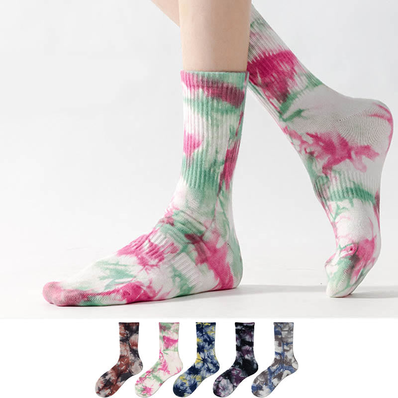 Fashion Tie Dye Quarter Socks(5 Pairs) - Multicolor - EU37-42(US4-8.5) - image 0