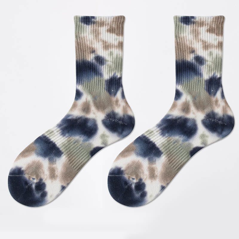 Plus Size Polka Dot Tie Dye Quarter Socks(4 Pairs)