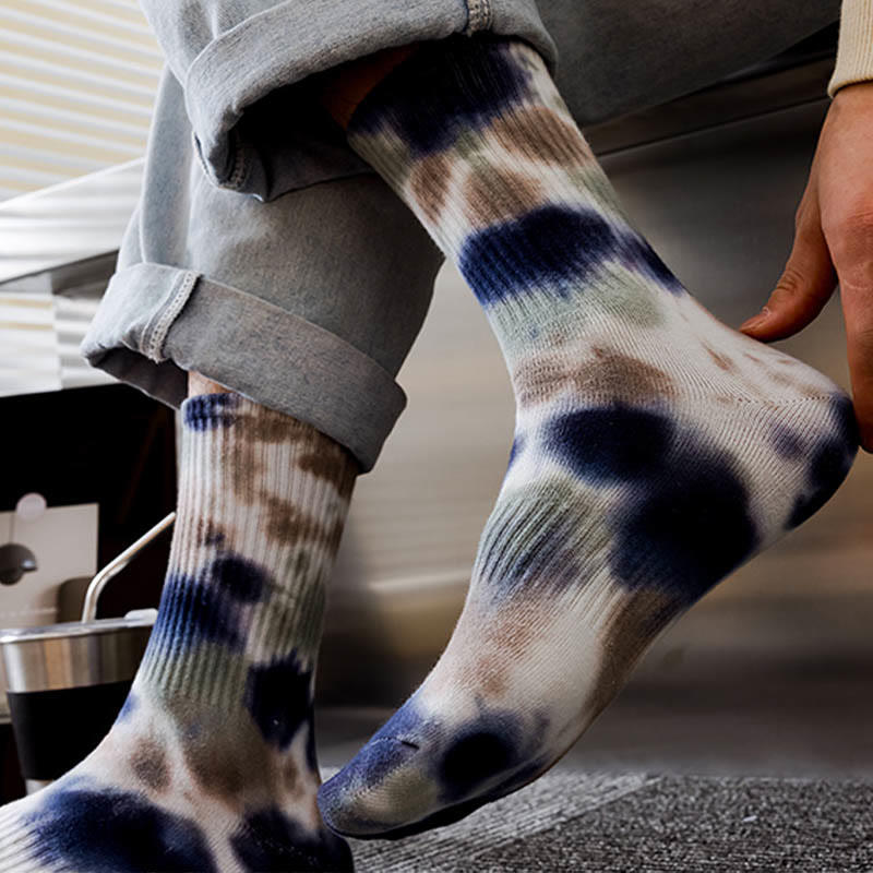 Plus Size Polka Dot Tie Dye Quarter Socks(4 Pairs)