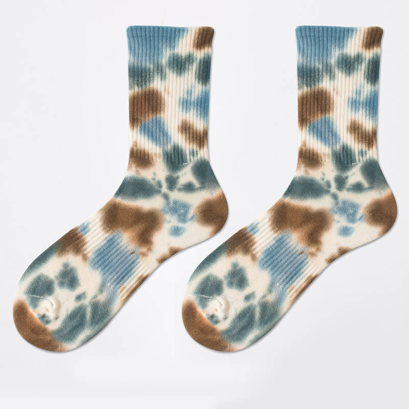 Plus Size Polka Dot Tie Dye Quarter Socks(4 Pairs)