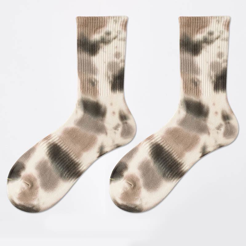 Plus Size Polka Dot Tie Dye Quarter Socks(4 Pairs)