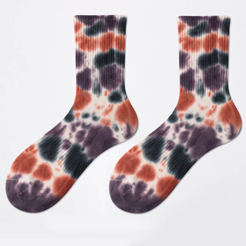 Plus Size Polka Dot Tie Dye Quarter Socks(4 Pairs)