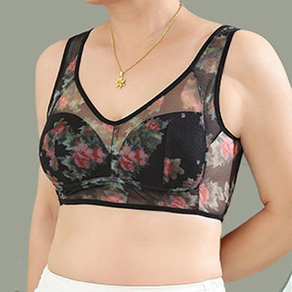 Plus Size Mesh Printed Wireless Bras(2 Packs) - image 2