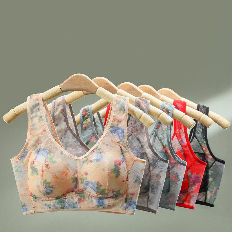 Plus Size Mesh Printed Wireless Bras(2 Packs) - image 11