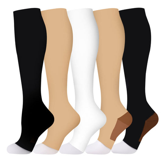 Classic Color Open Toe Compression Socks(5 Pairs)