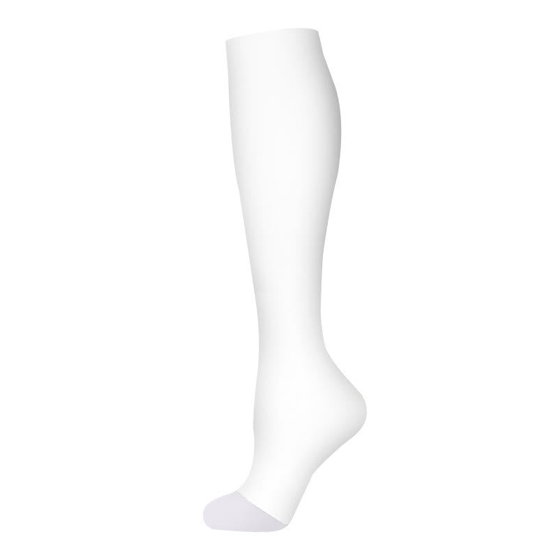 Classic Color Open Toe Compression Socks(5 Pairs) - White - S/M - image 2