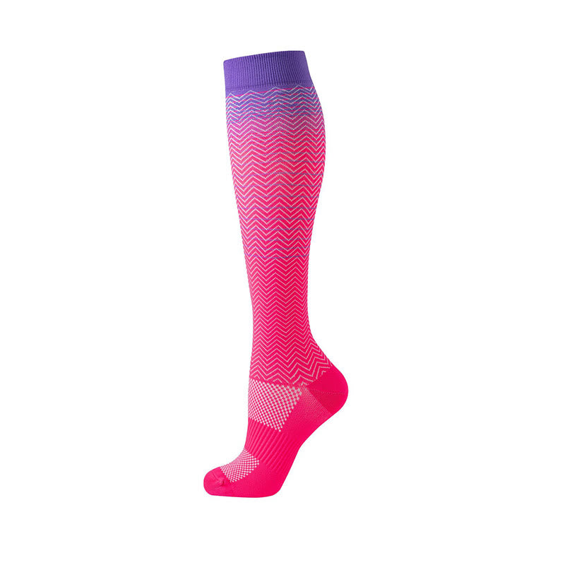 Gradient Stripes Compression Socks(6 Pairs) - Rose - S/M - image 2