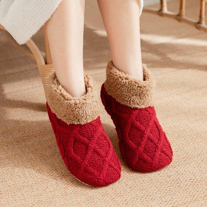 Plus Size Non Slip Fuzzy Slipper Socks - Wine - EU36-42(US3-8.5) - image 1