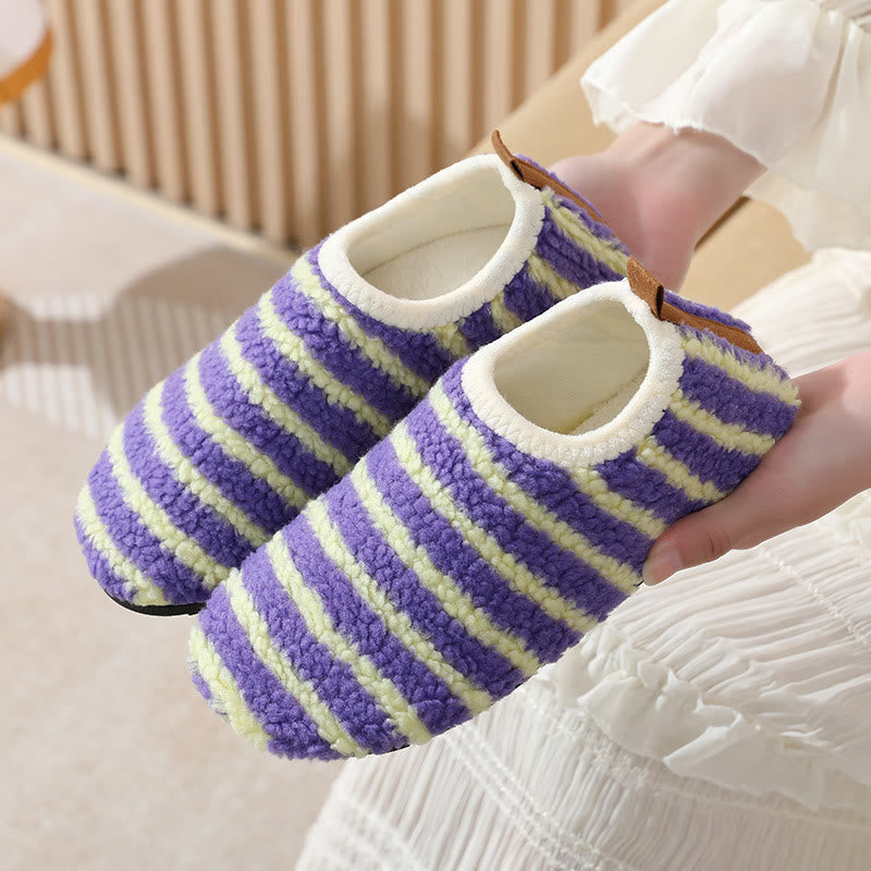 Plus Size Comfort Pinstripe Slippers - Purple - EU42-43(US7.5-8.5) - image 8