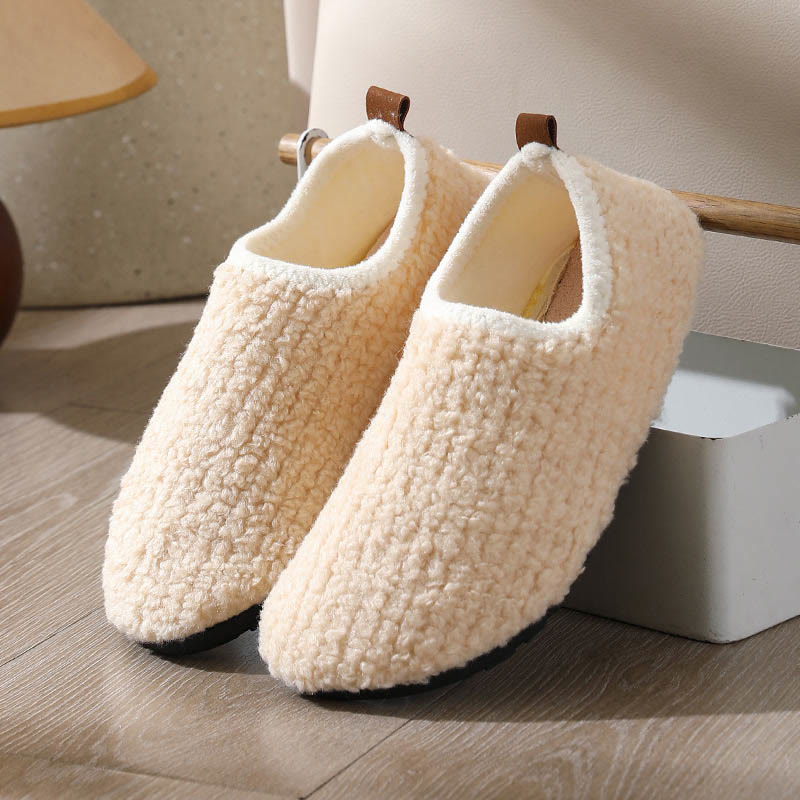 Plus Size Fuzzy Curly Fur Slippers - Beige - EU43-44(US9-10) - image 11