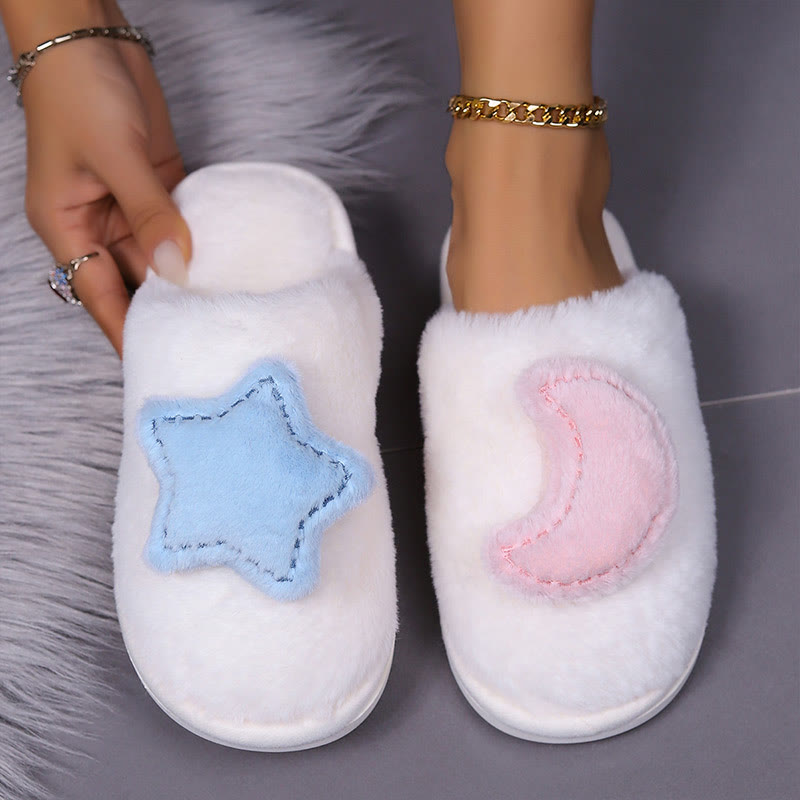 Plus Size Moon Stars Slippers - White - EU43-44(US9-10) - image 2