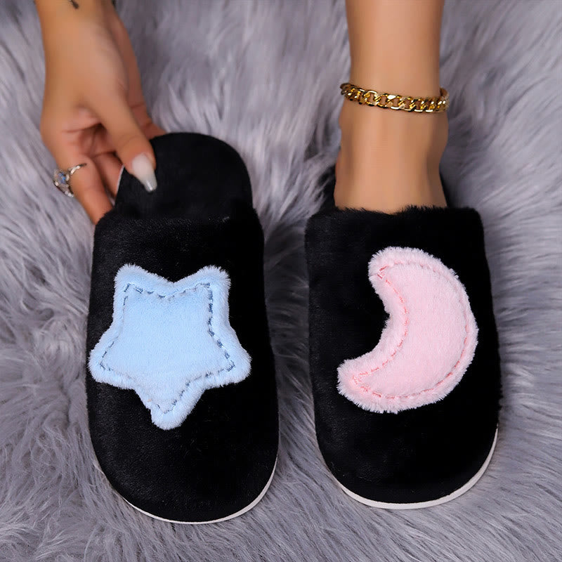 Plus Size Moon Stars Slippers - Black - EU43-44(US9-10) - image 4