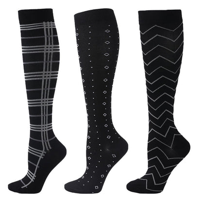 Wave Grid Compression Socks(3 Pairs) - Multicolor - S/M - image 0