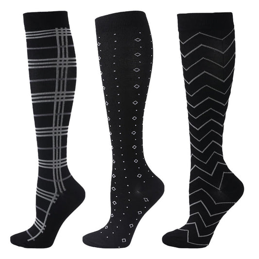 Wave Grid Compression Socks(3 Pairs) - Multicolor - S/M - image 0