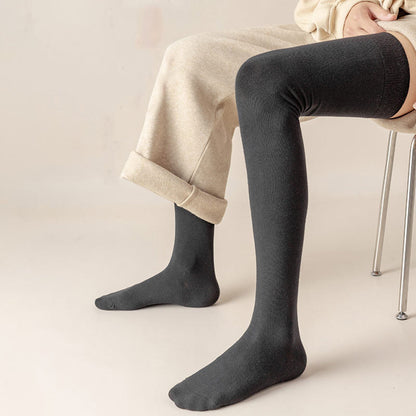 Solid Color Cotton Thigh High Socks(2 Pairs) - image 2