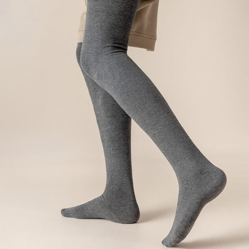 Solid Color Cotton Thigh High Socks(2 Pairs) - image 7