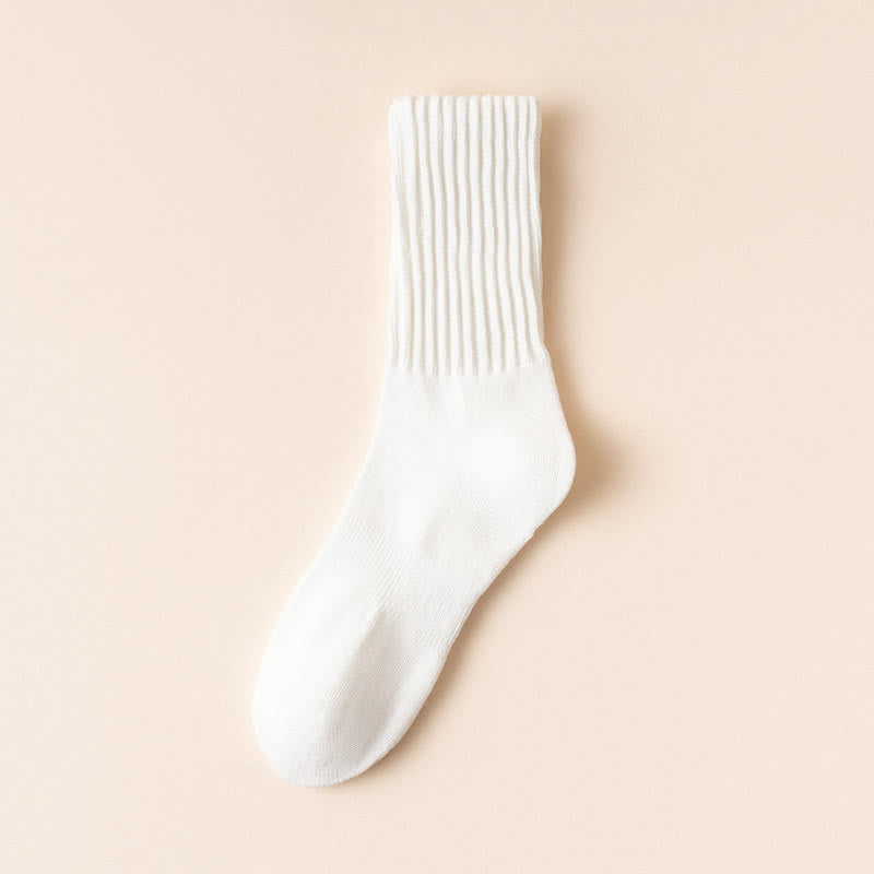 Thick Stripes Quarter Socks(4 Pairs) - White - EU39-45(US6-11) - image 8