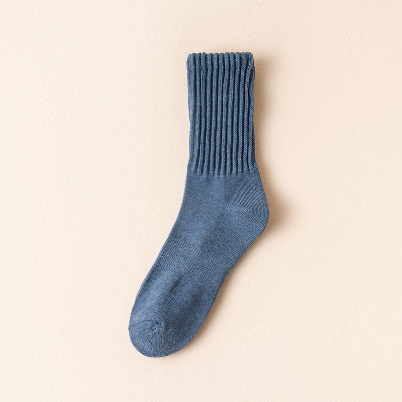 Thick Stripes Quarter Socks(4 Pairs) - Blue - EU39-45(US6-11) - image 13