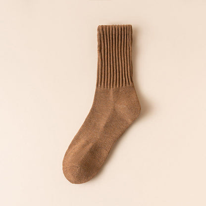 Thick Stripes Quarter Socks(4 Pairs) - Brown - EU39-45(US6-11) - image 10