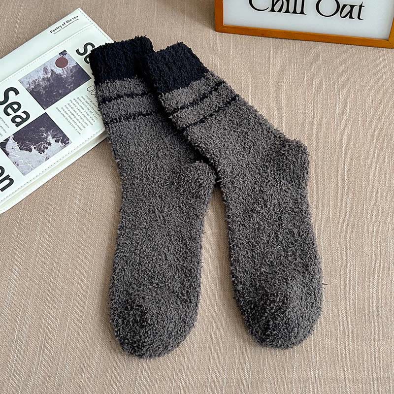 Plus Size Coral Fleece Quarter Socks(6 Pairs) - Dark Grey - EU39-45(US6-11) - image 11