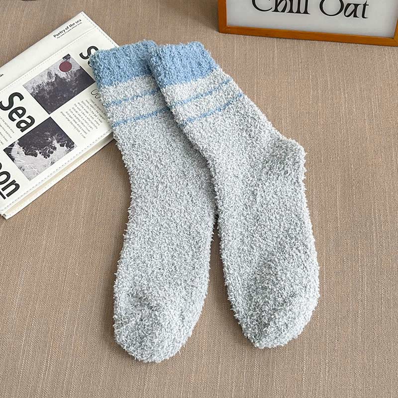 Plus Size Coral Fleece Quarter Socks(6 Pairs) - Light Gray - EU39-45(US6-11) - image 13