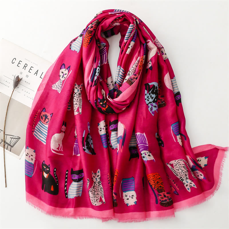Cut Cat Warm Scarf - Rose - One Size - image 2