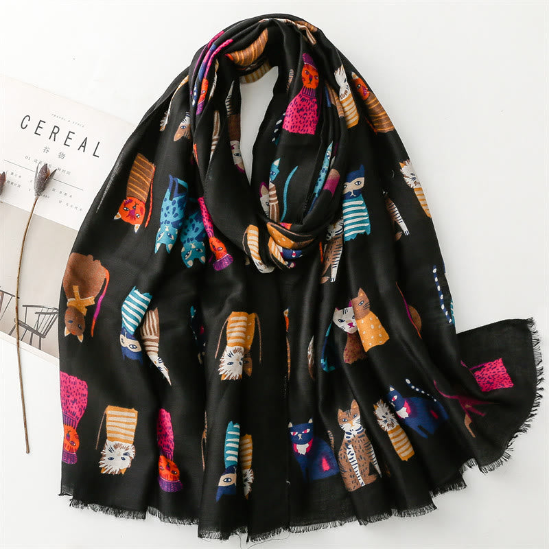 Cut Cat Warm Scarf - Black - One Size - image 3