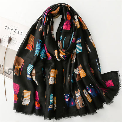 Cut Cat Warm Scarf - Black - One Size - image 3