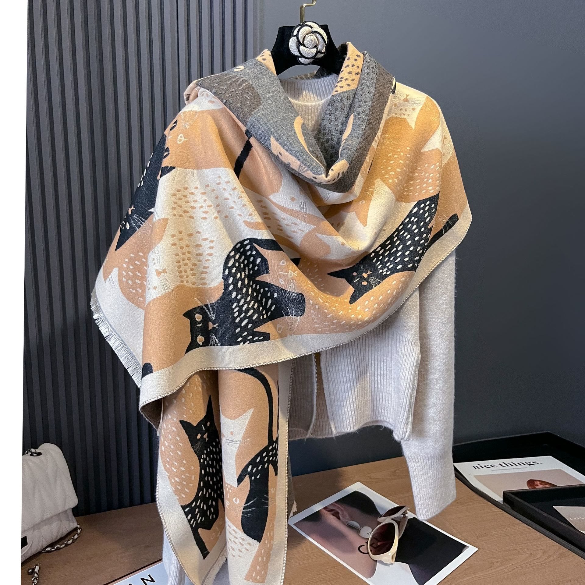 Sweet Cat Jacquard Blanket Scarf - image 6